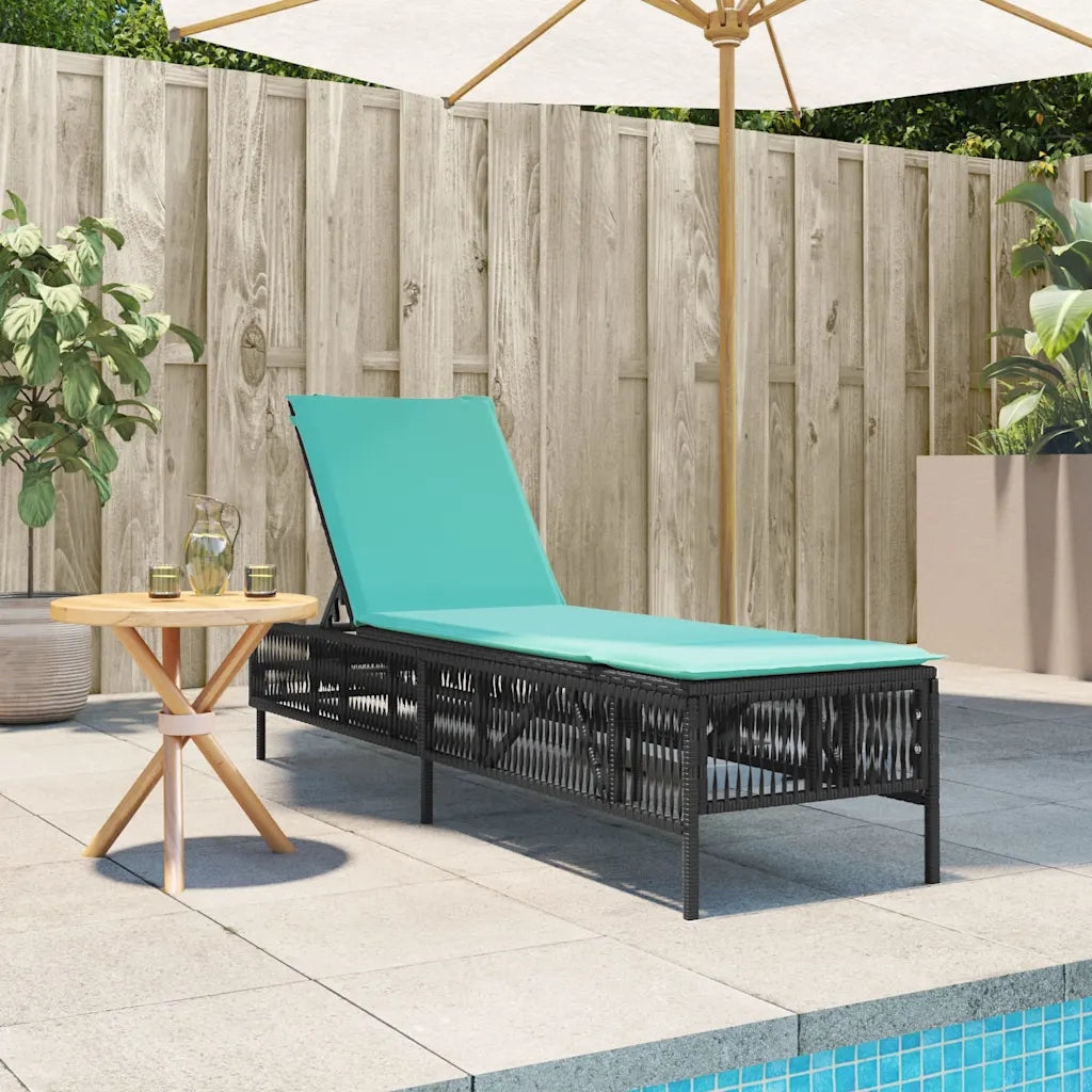 Lettino prendisole con Cuscino in Polyrattan Nero 4002745
