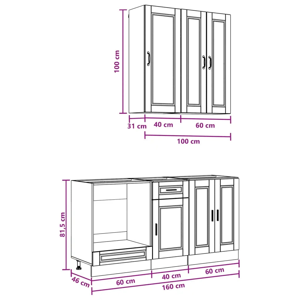 Unità Cucina PORTO 5 pcs Legno antico Legno ingegnerizzato 3438293