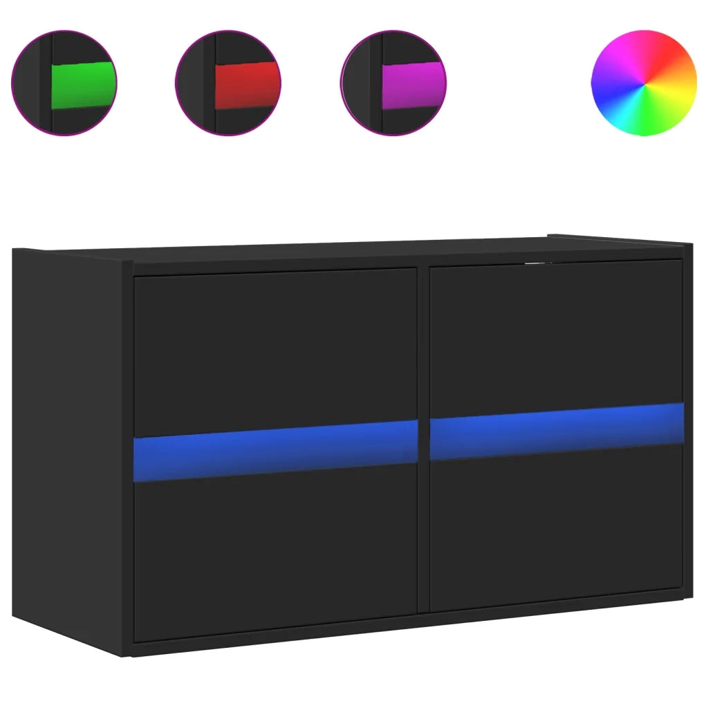 Mobile TV a Parete con Luci LED Nero 80x31x45 cm 852286