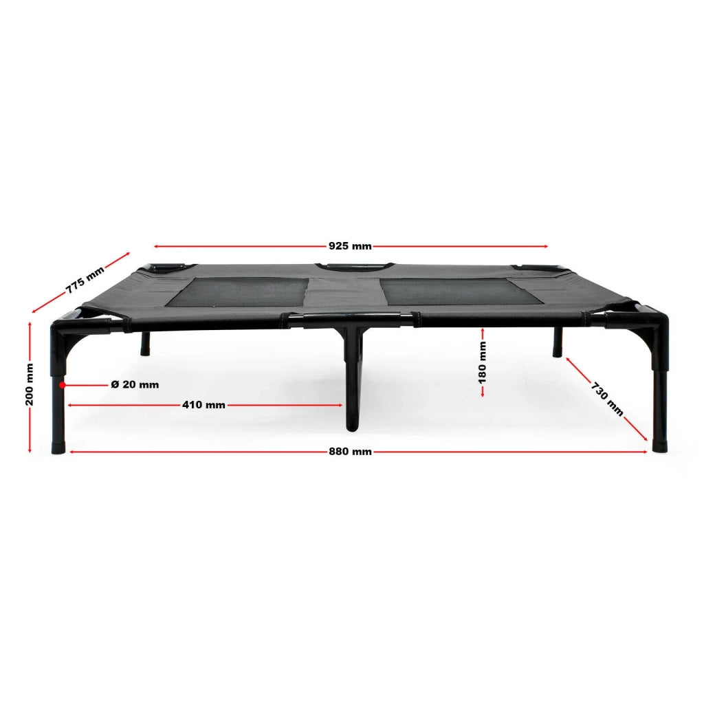 Cuccia da campeggio per cani da esterno rialzata 92 cm tessuto Oxford nero 25 kg max. 16_0002720