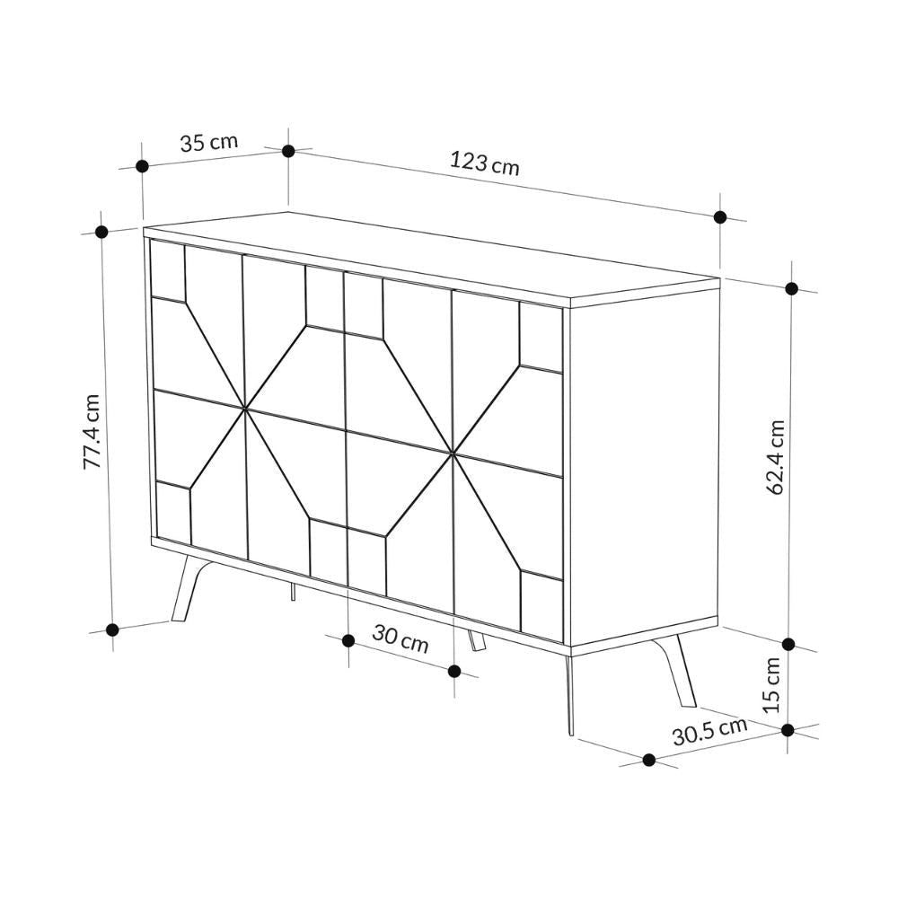 Madia 4 Ante 123x35x77,4 cm in MDF Dune Tortora