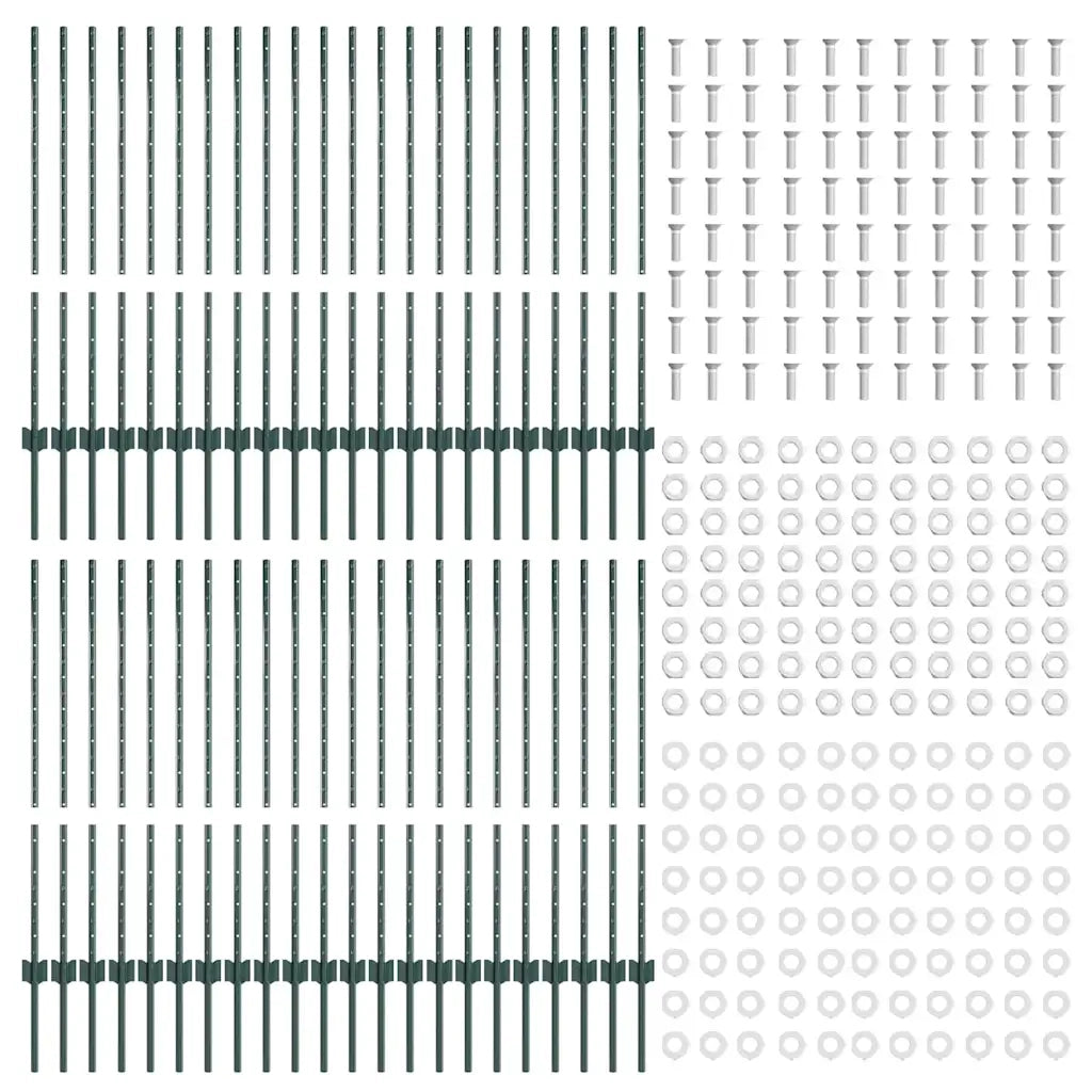 Palo della recinzione 44 pcs Verde 140 cm Acciaio 3335919