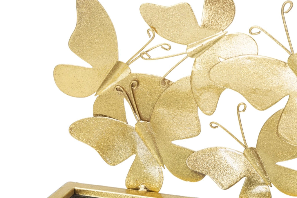Comodino coppia mensola BUTTERFLIES 43x19,2x16,5 cm metallo dorato con piano in vetro