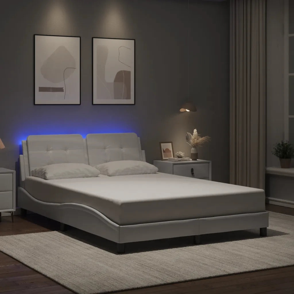 Giroletto con LED senza Materasso-Struttura Letto Zadar Bianco 140x190 cm