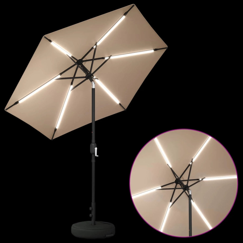 Parasol da Giardino con Luci LED 230 x 230 cm Poliestere 42036250