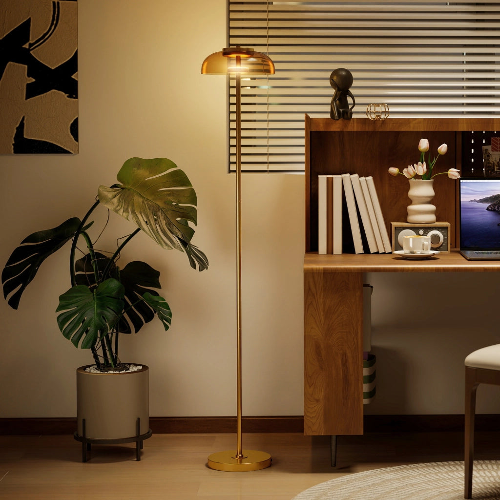 Lampada da terra LED per soggiorno ¨C zephmum ¨C ottone 25x25x134 cm