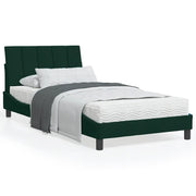 Letto con Materasso Verde Scuro 100x200 cm in Velluto
