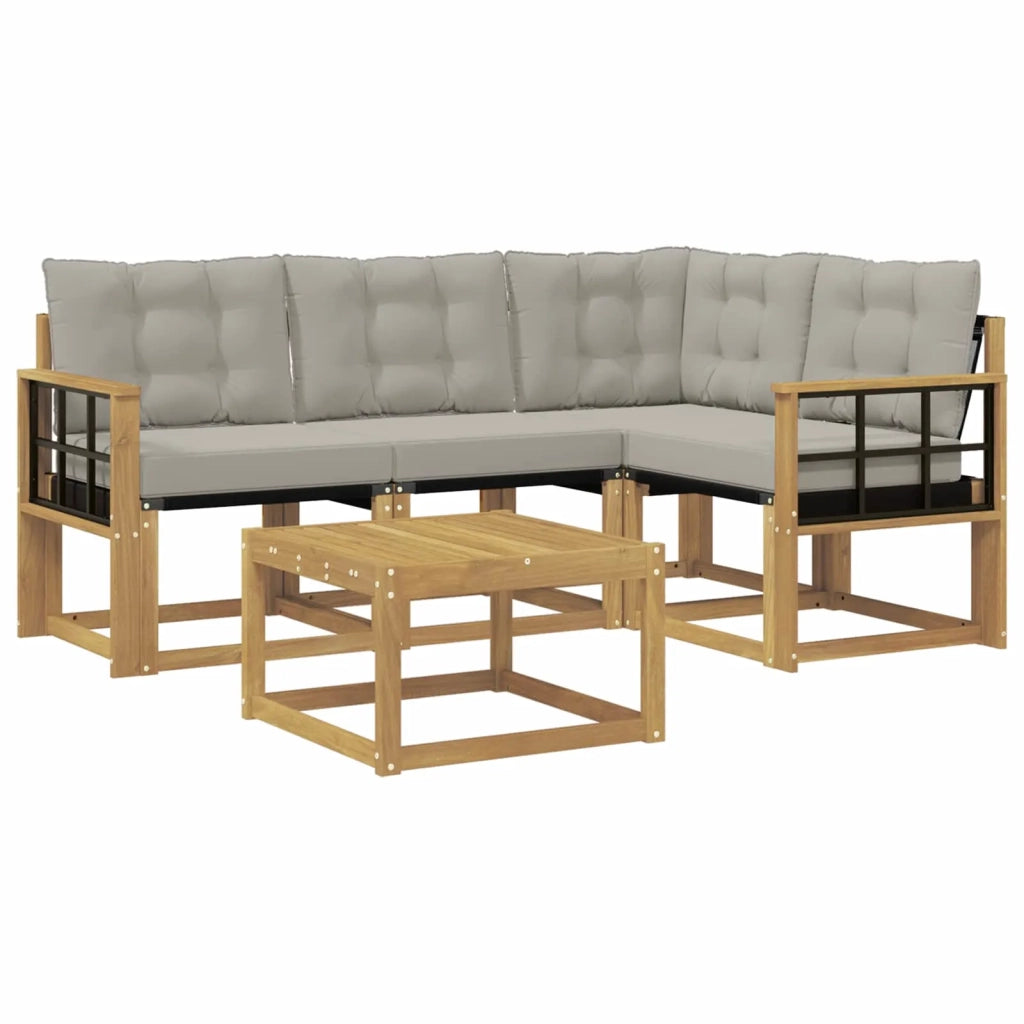 Set di divani da esterno 5 pcs Bianco e Grigio Chiaro