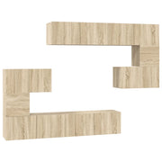 Set Mobili Porta TV 8pz | Armadietto TV | Mobile Porta TV Rovere Sonoma in Legno Multistrato