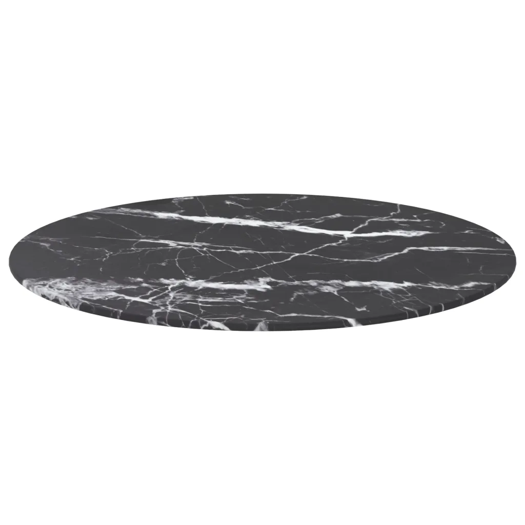 Piano per Tavolo | Superficie Tavolo | Piano Scrivania Nero ?60x0,8 cm Vetro Temperato Design Marmo