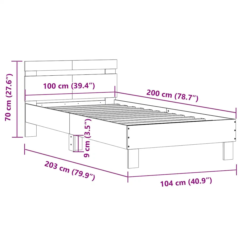 Giroletto senza Materasso con Testiera Rovere Sonoma 100x200 cm