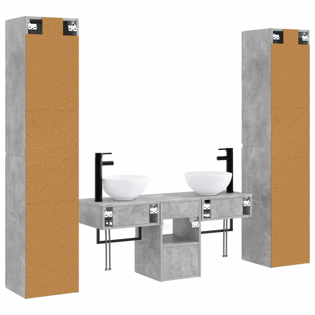 Set di mobili per il bagno 5 pz Grigio Cemento 3406006