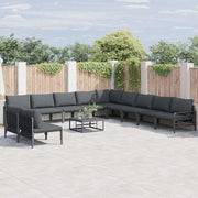Set Divano da Giardino con cuscino 12 pcs Nero Acciaio 3379001