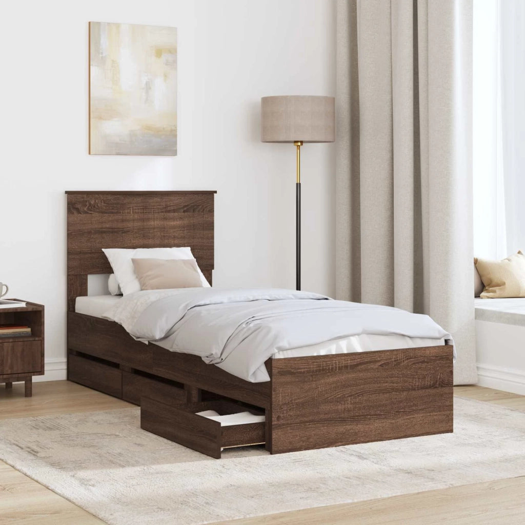 Struttura del letto con cassetto Rovere Marrone 75 x 190 cm 3410762
