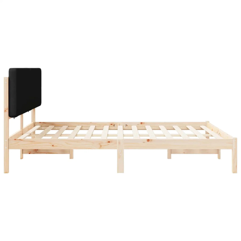 Letto con Testiera Rivestita Nero 200 x 200 cm Pino massello 3405564