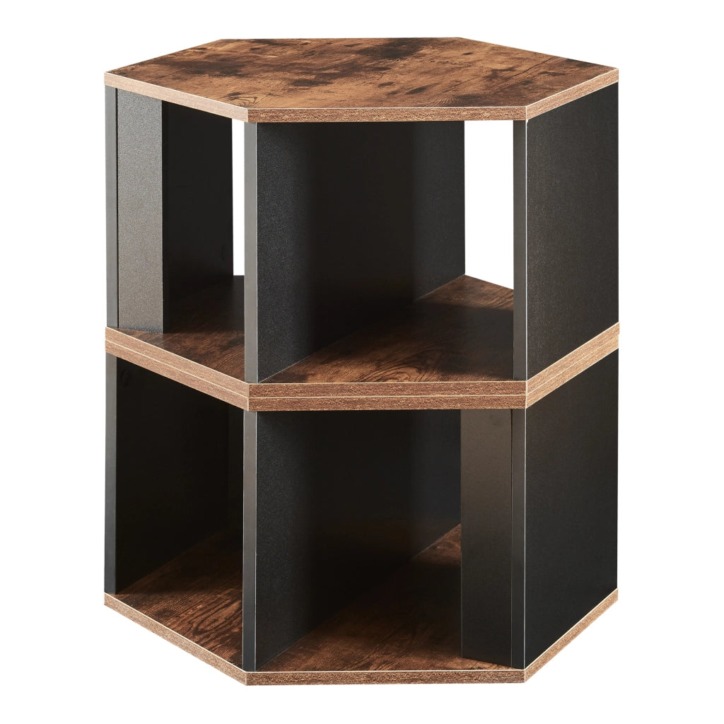 Set di 2 Tavolini Molde Design Esagonale - Effetto Noce / Nero [en.casa]