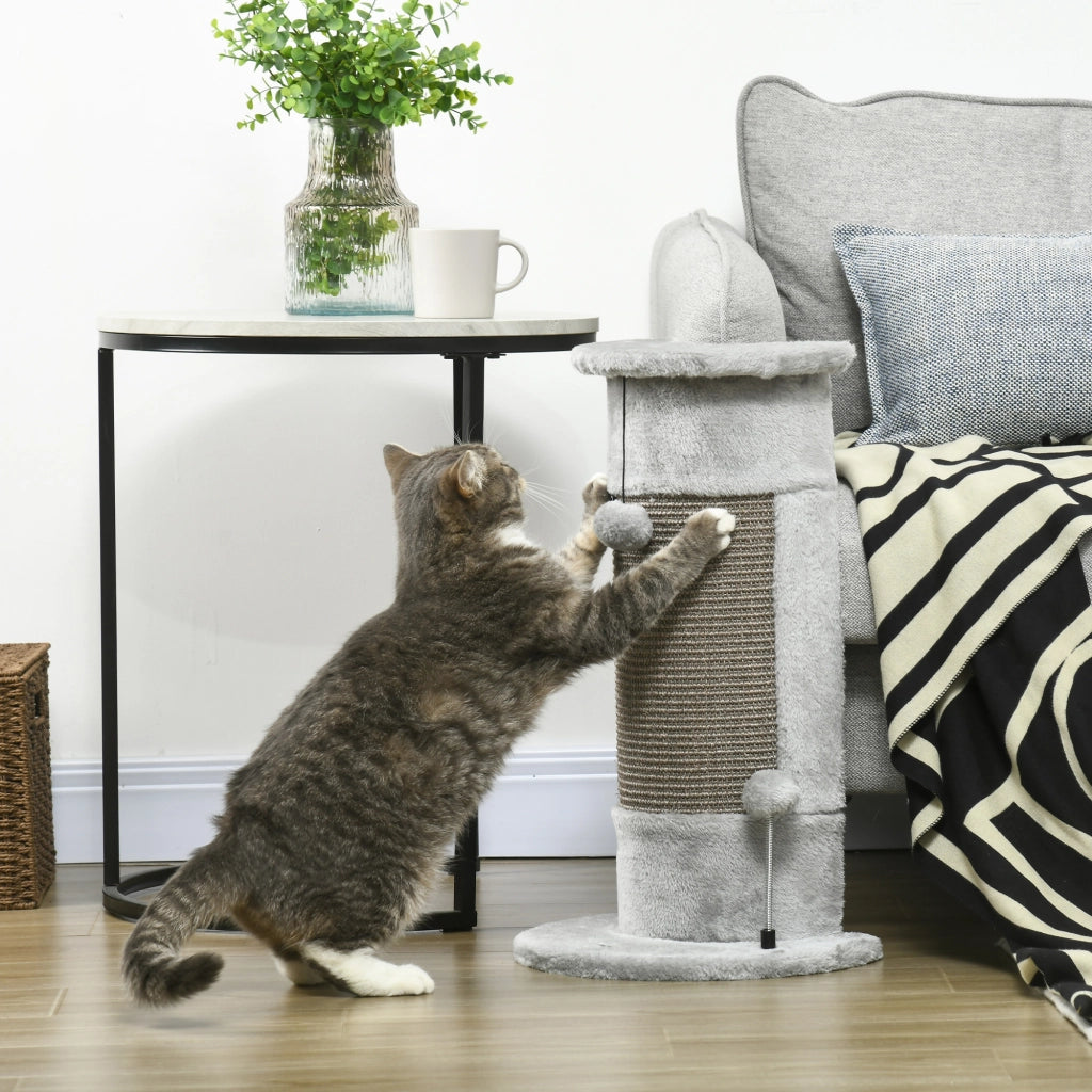 Tiragraffi per Gatti con Poste in Sisal e Palline ¨C zephmum ¨C Grigio 34x25.5x58 cm