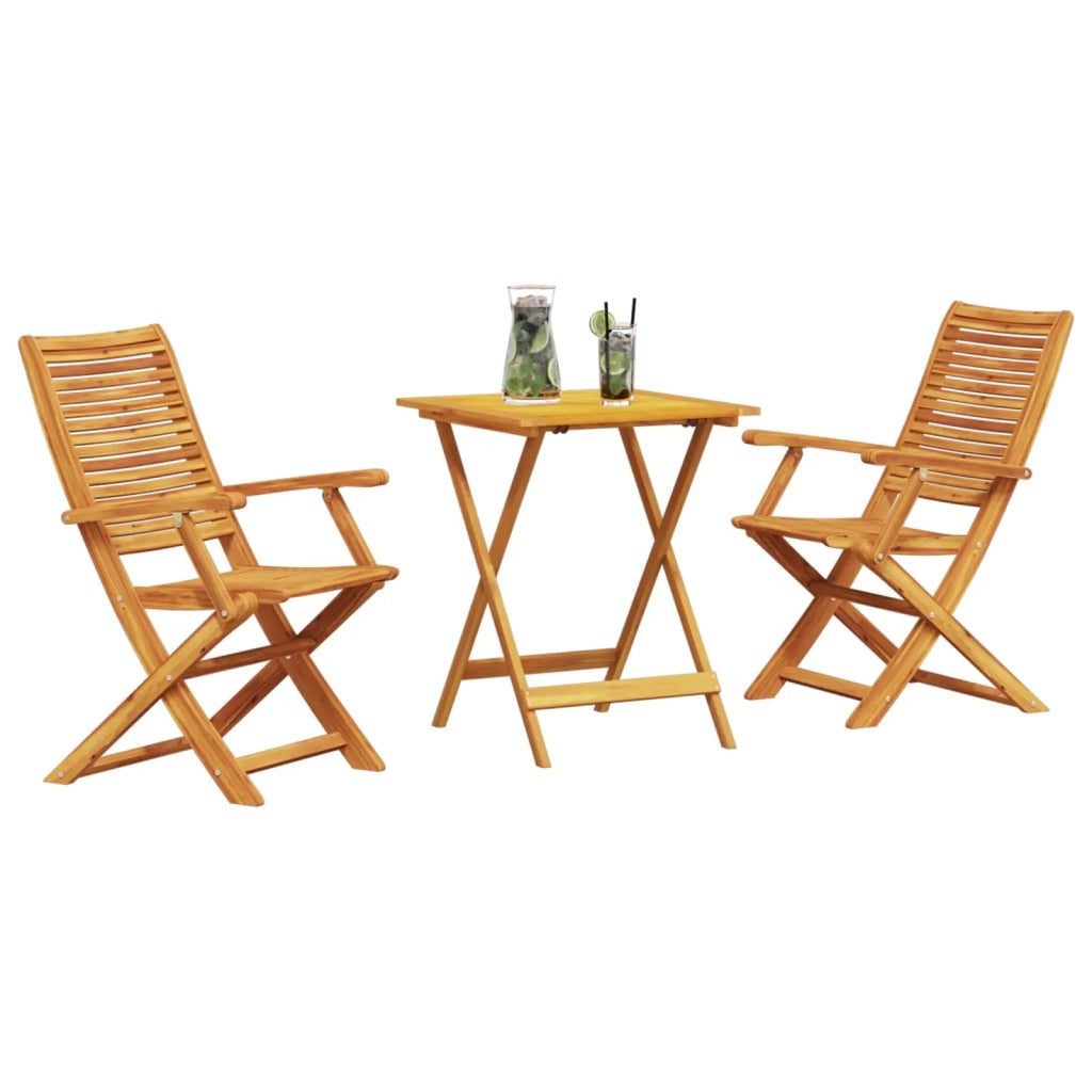 Set Bistro Pieghevole 3 pcs Marrone Legno di Acacia Massello 3375691