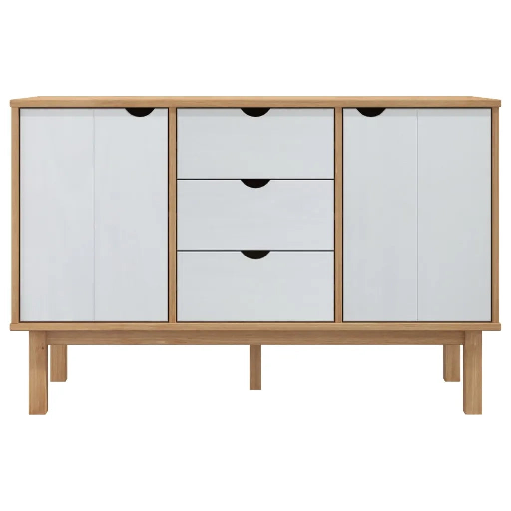 Credenza OTTA Marrone e Bianco 113,5x43x73 cm in Legno di Pino