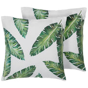 Set di 2 cuscini decorativi motivo foglia verde 45 x 45 cm accessori decorativi con stampa motivo tropicale