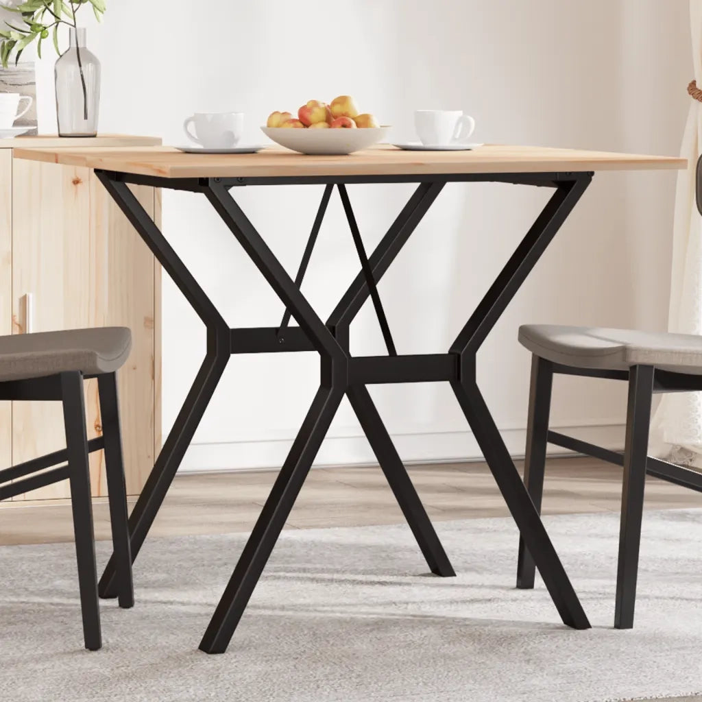 Tavolo da Pranzo Telaio a Y 80x80x75 cm Legno Pino e Acciaio