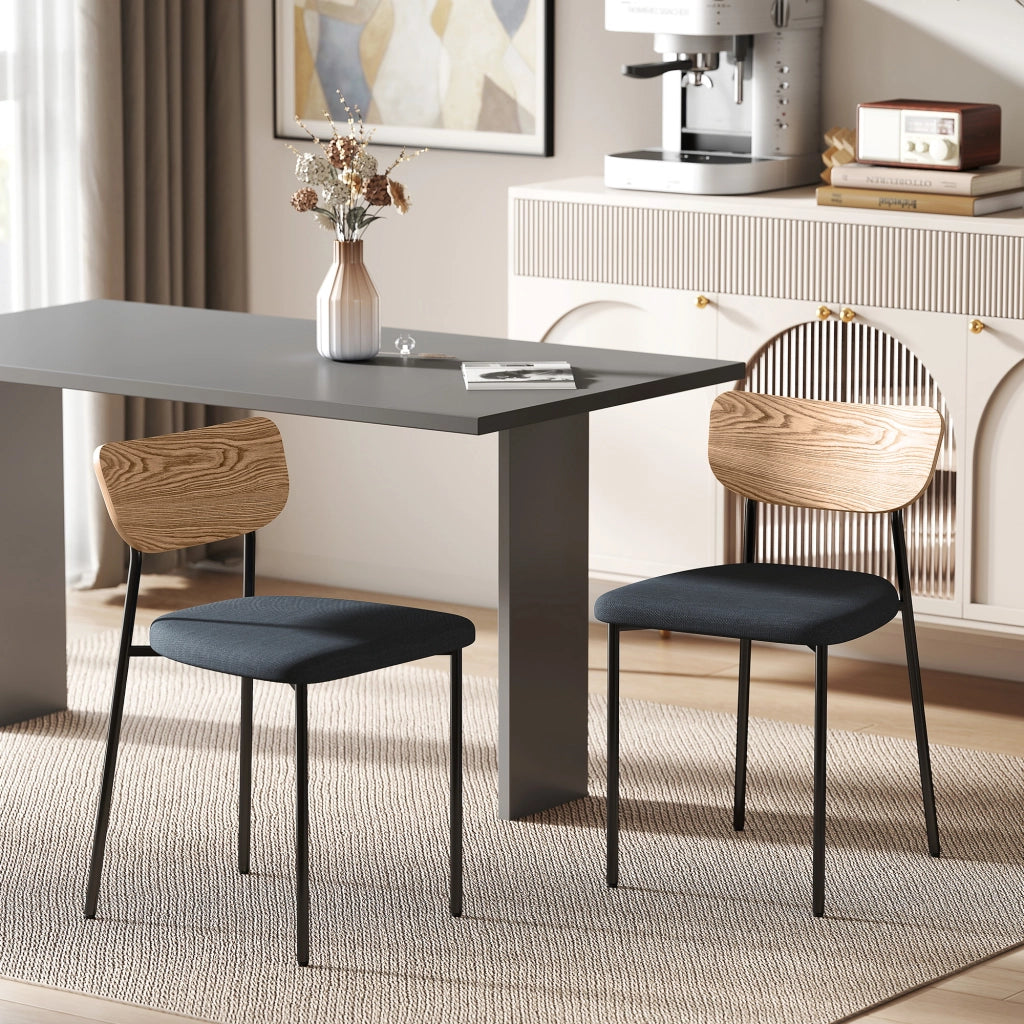 Sedia da pranzo con gambe in metallo e rivestimento grigio ¨C zephmum ¨C set di 2 pezzi