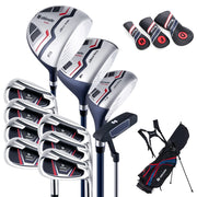 Set completo di mazze da golf per uomo, Set pacchetto mazze da golf con driver 1 da 460cc fairway 3 ibrido 5 Blu-Golf