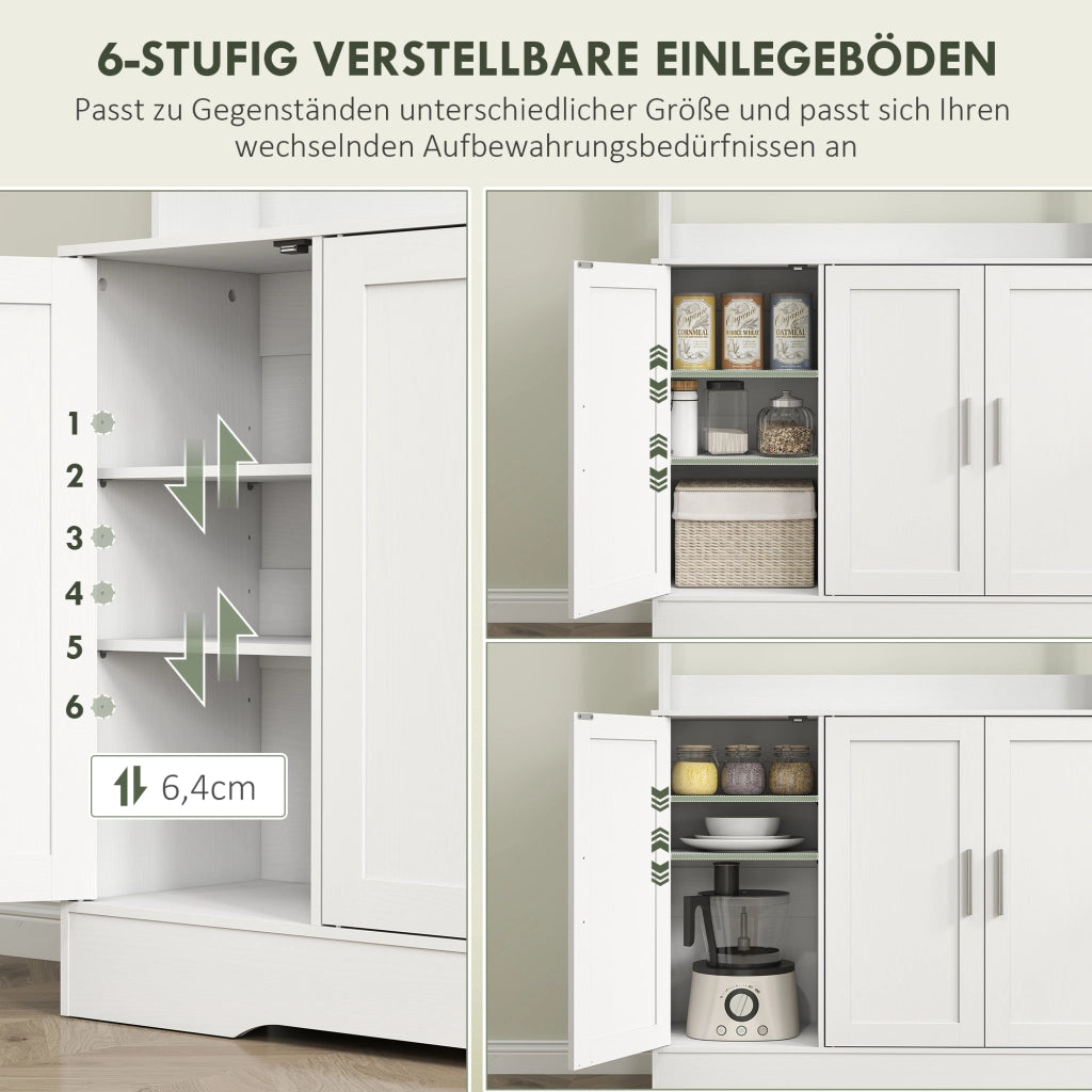 Mobile Cucina Scandinavia ¨C zephmum ¨C Bianco, Legno Multistrato e MDF, con Ante a Vetro e Ripiani Regolabili
