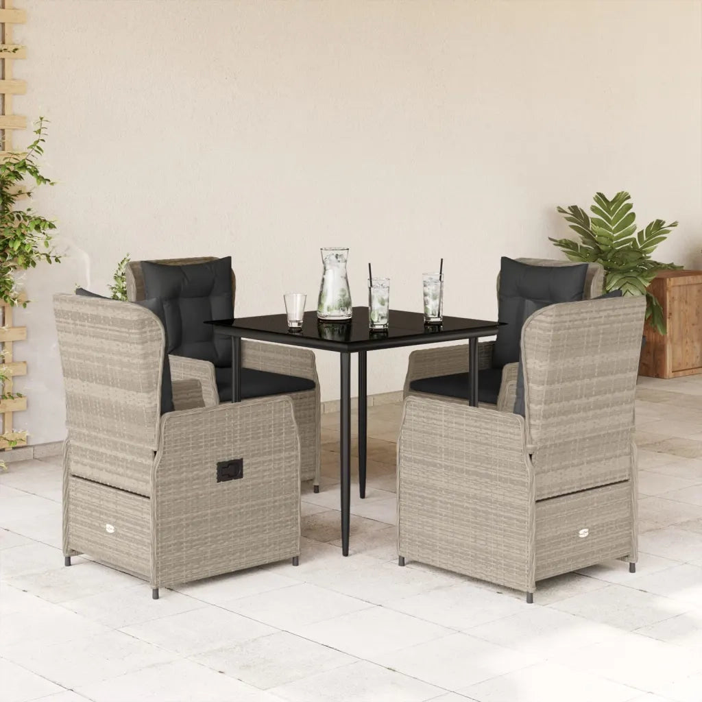 Set Pranzo da Giardino 5pz con Cuscini Grigio Chiaro Polyrattan 3262897