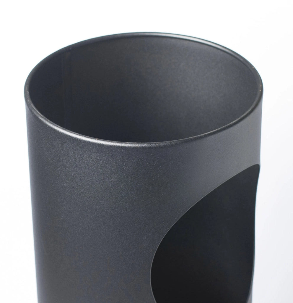 Pattumiera Gettacarte Ø24,3xh66,5 cm con Posacenere In Acciaio Verniciato Nero