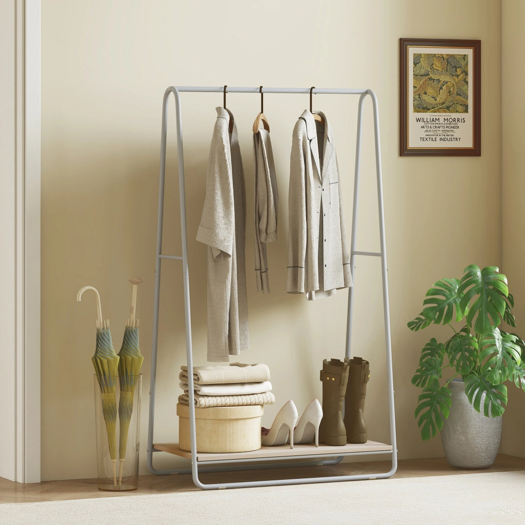 Appendiabiti 3 in 1 con Ripiano per Scarpe ¨C Zephmum ¨C Grigio Metallo