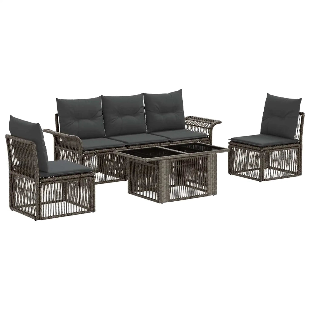 Set Divano da Giardino 6 pz Grigio e Grigio Scuro polyrattan 3436616