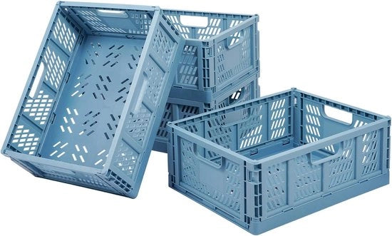 Scatola di Stoccaggio Plastica Flessibile da 4 Unità, Cestino Plastico Pieghevole, Cestino di Stoccaggio Flessibile, Scatole di Trasporto Plastiche Stivabili, Box Plastica Pieghevole per Cucina, Camera e Ufficio (34 x 26 cm)
