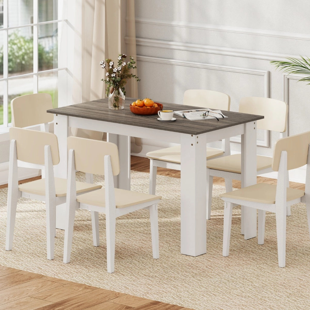 Tavolo rettangolare in legno da cucina moderno in stile rustico, Tavolo da pranzo 120 CM per angolo colazione Bianco-Tavoli e sedie da pranzo