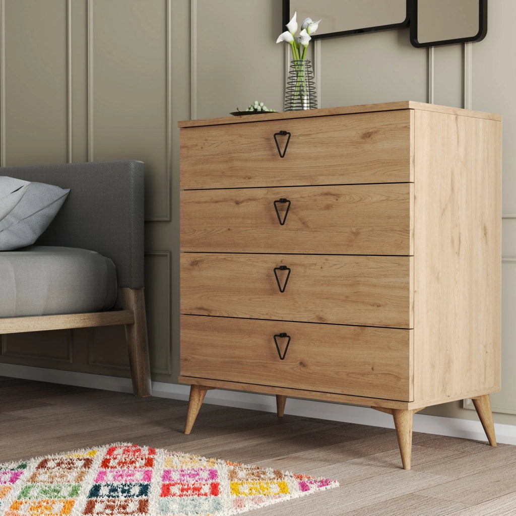Cassettiera in legno "Versa-Ce" - 80 x 45 x 90 cm - Marrone