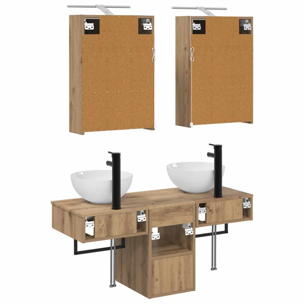 Set di Armadi da Bagno 5 pcs Rovere Artigianale 3406286