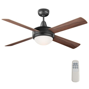 Ventilatore da soffitto Ø 122 cm con 4 pale, lampadario ventilatore con 3 velocità, telecomando, timer, modalità estiva e invernale, 53 W