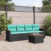 Set Divani da Giardino 5 pz con Cuscini Nero in Polyrattan 3225777
