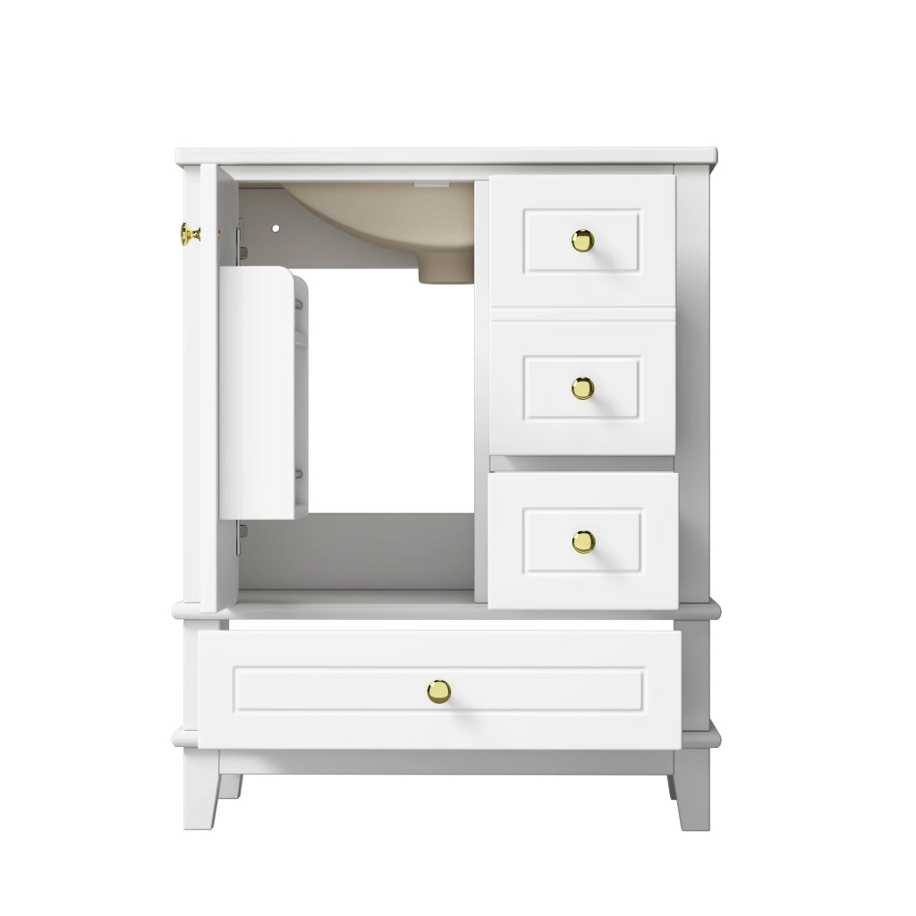 Mobile sottolavabo con 3 cassetti e anta Soft-Close; per bagno; in MDF e ceramica; 61x47x86 cm; bianco