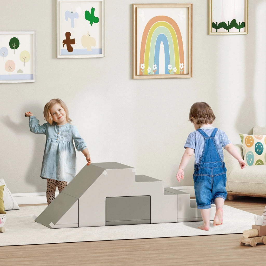 Set gioco arrampicata e scivolo per bambini ¨C Xylo ¨C ecopelle grigio 86x49x47 cm