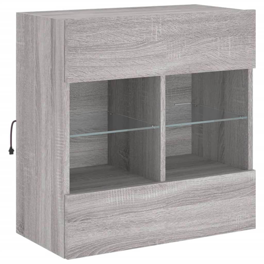 Mobile TV multimediale mensola TV credenza TV mobile TV da parete per sala da pranzo soggiorno camera da letto con luci LED Sonoma 58,5 x 30 x 60,5 cm grigio 02_0028052