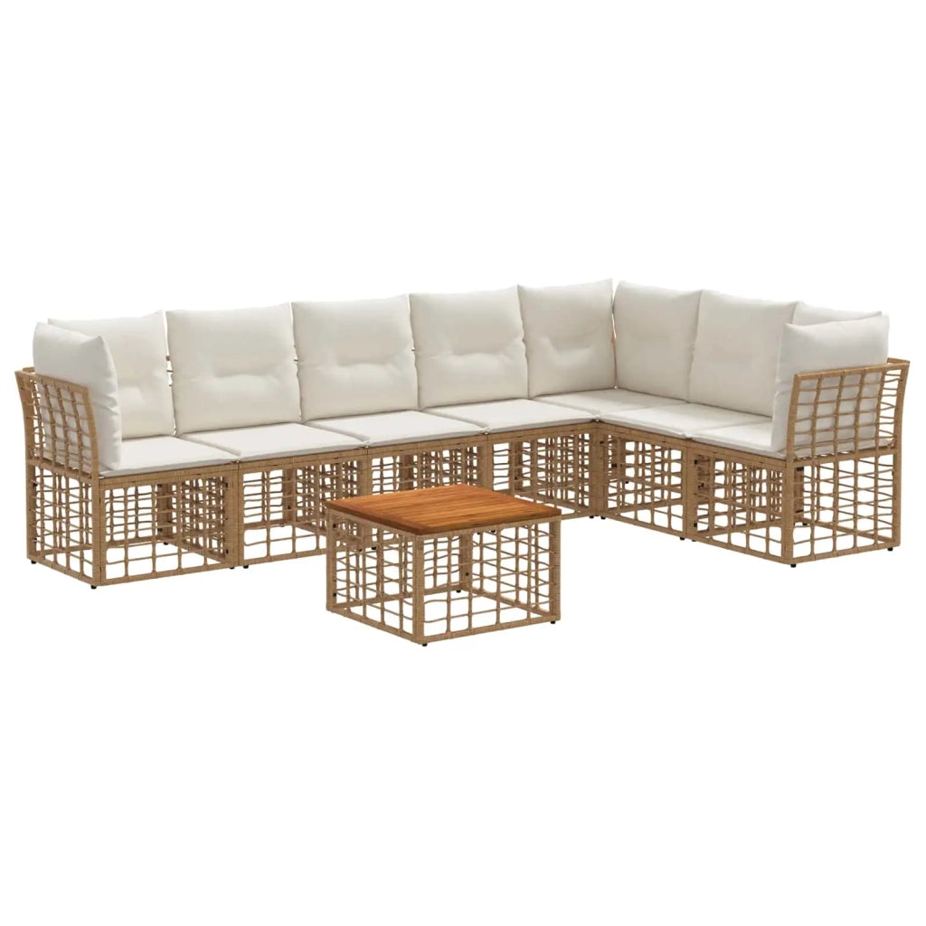 Set di divani da esterno 8 pcs Naturale e Bianco Crema
