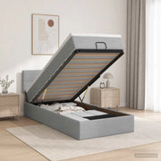 Letto ottomano con materasso Grigio Chiaro 90 x 200 cm Tessuto 3456295