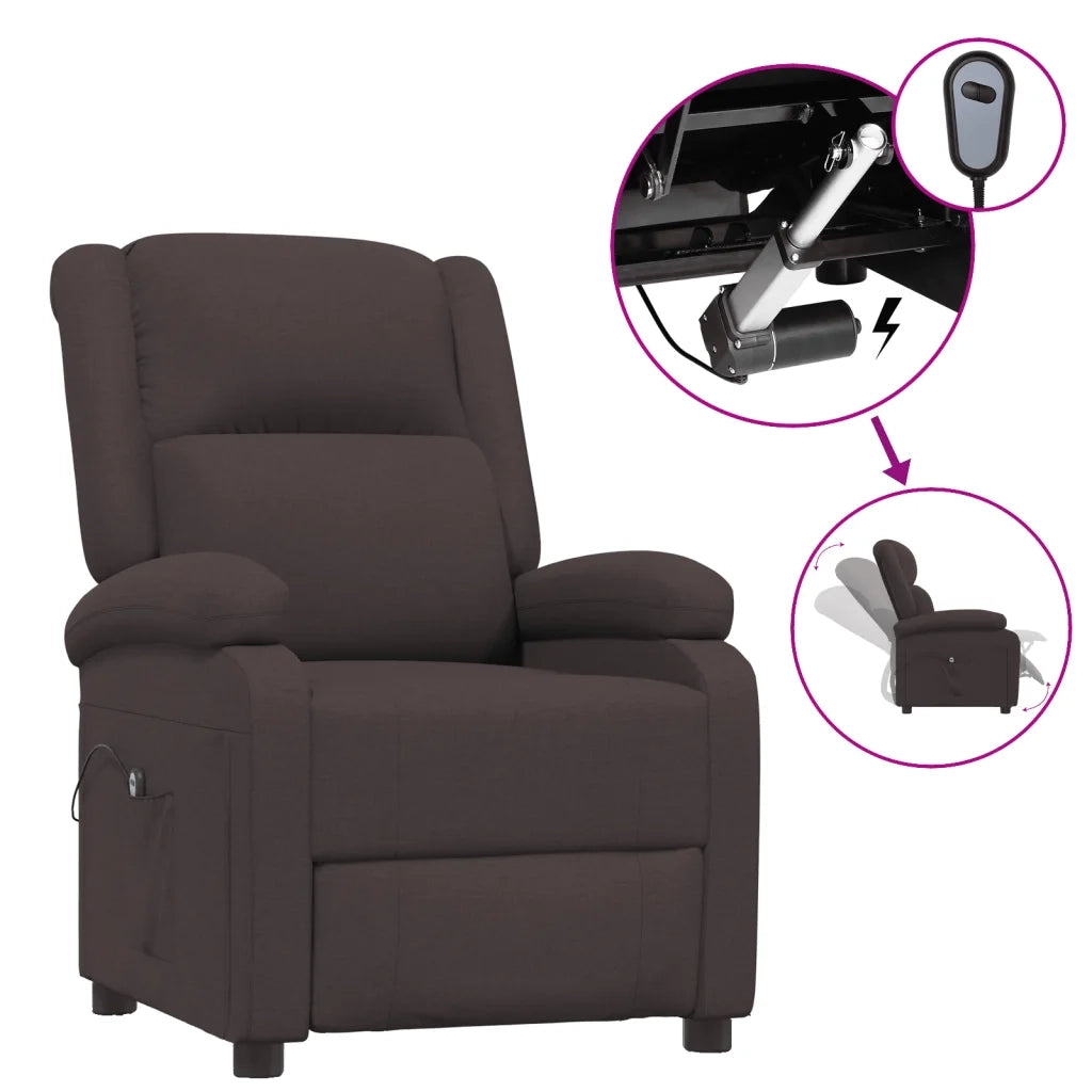 Poltrona Elettrica Reclinabile Marrone Scuro in Tessuto 3098357