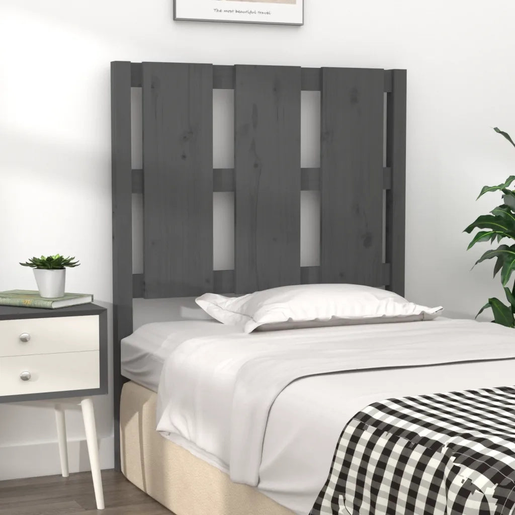 Testiera | Testata Letto Grigia 80,5x4x100 cm in Legno Massello di Pino