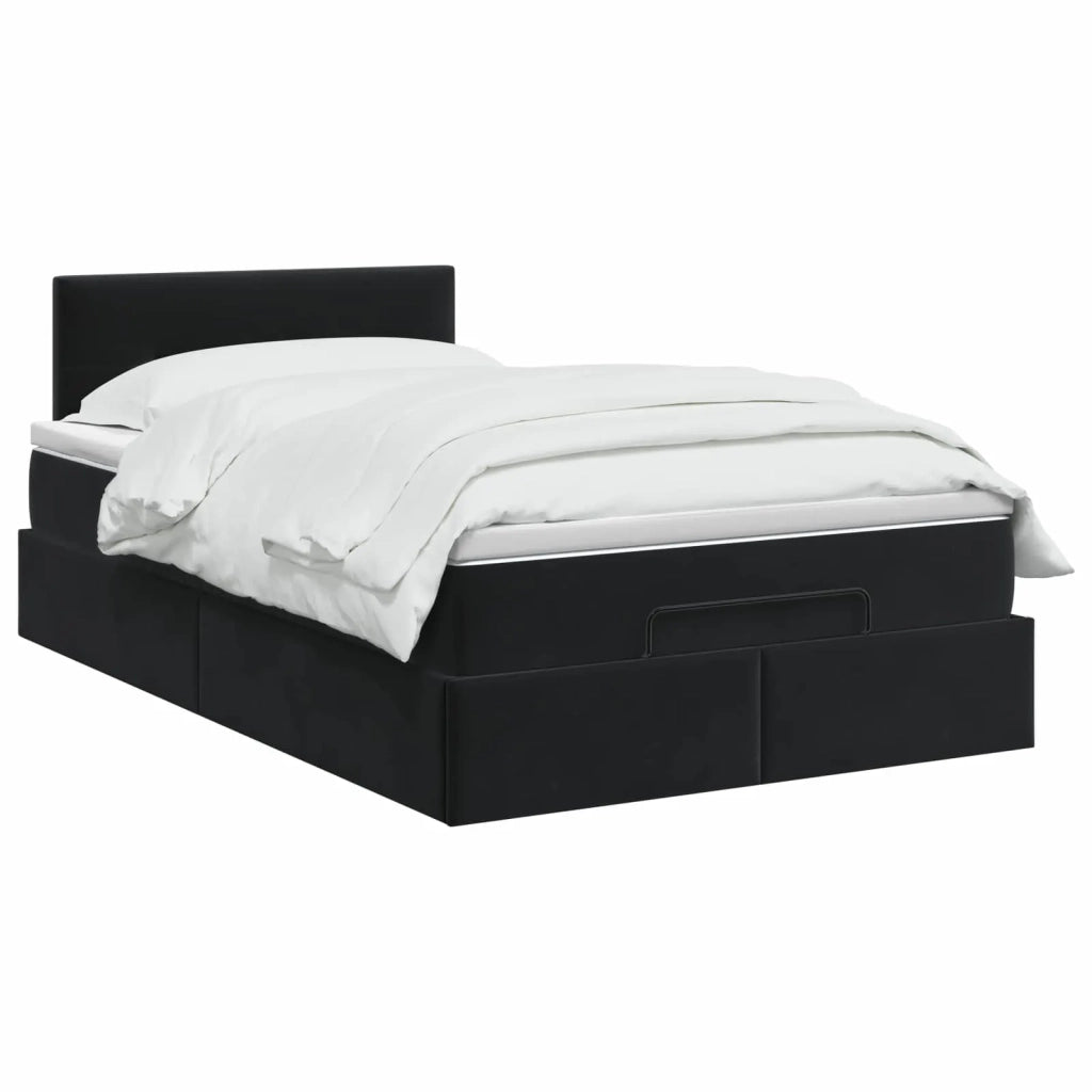 Letto ottomano con materasso Nero 120 x 190 cm Velluto 3456545