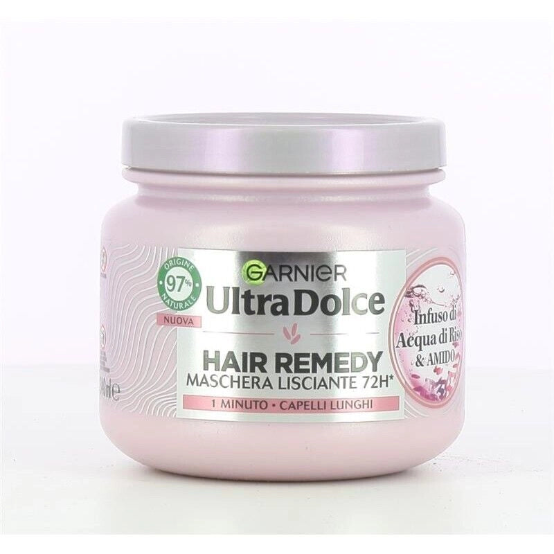 GARNIER ULTRA DOLCE MASCHERA LISCIANTI PER CAPELLI LUNGHI EFFETTO ILLUMINANTE 1 MINUTO DI POSA CON  ACQUA DI RISO 340 ML