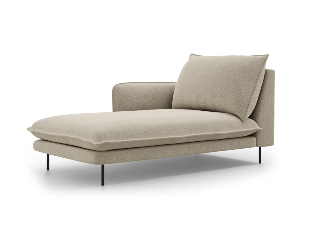 Cosmopolitan Design - Chaise longue sinistra "Vienna" in tessuto strutturato beige 