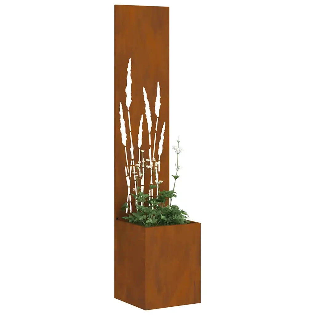 vidaXL Vaso da Giardino con Pannello Decorativo Ruggine 32 x 140 cm