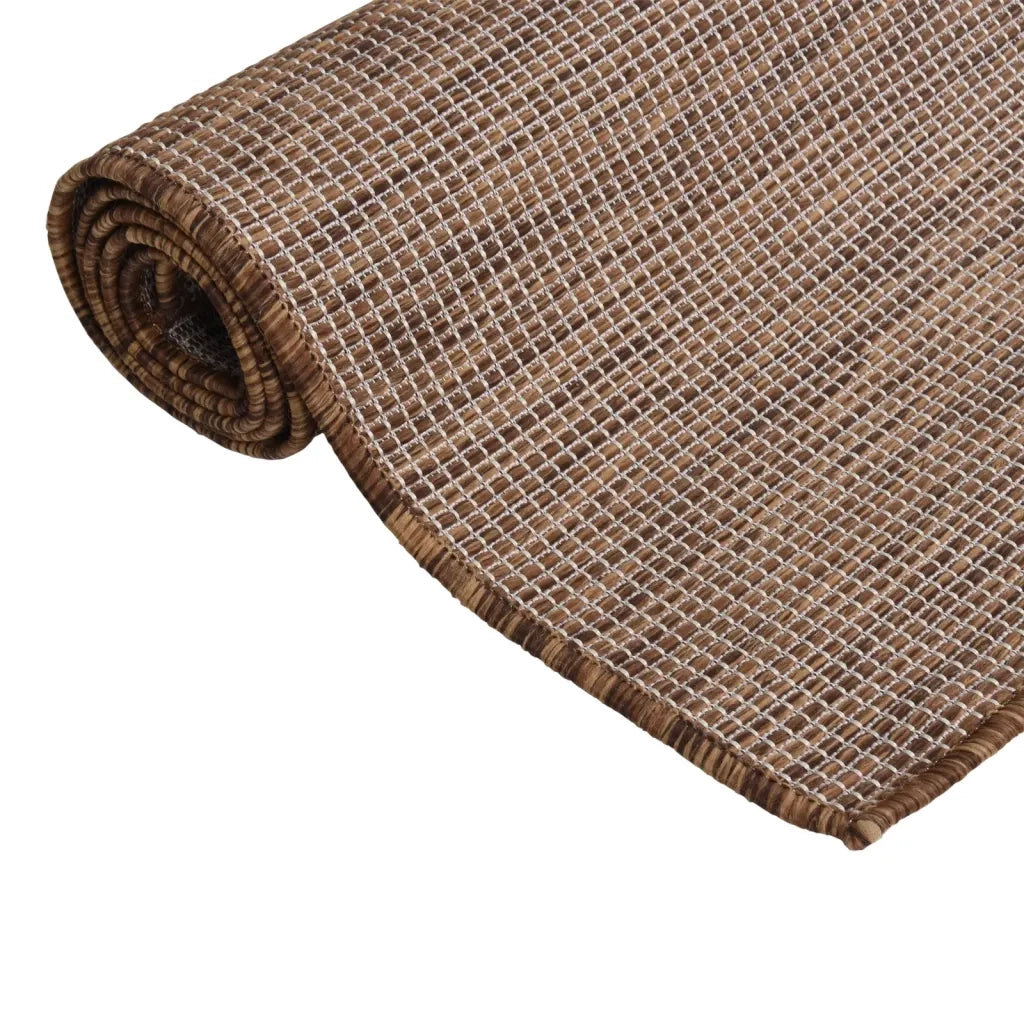 Tappeto da Esterni a Tessitura Piatta 80x250 cm Marrone 340786